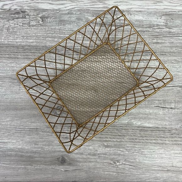 Metallic Bronze Wire Organizer Storage Basket - Picture 2 of 8